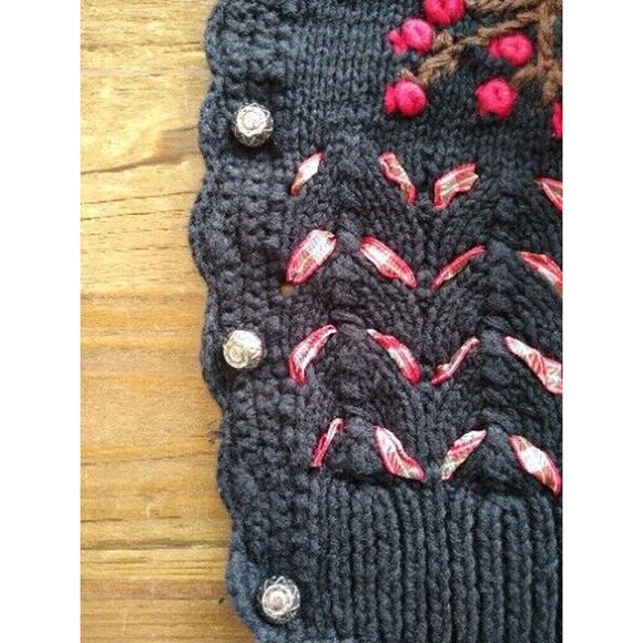 Fair Isle Vintage Embroidered Cotton Granny 80s Christmas Cardigan Sweater Sz XL - Picture 10 of 11